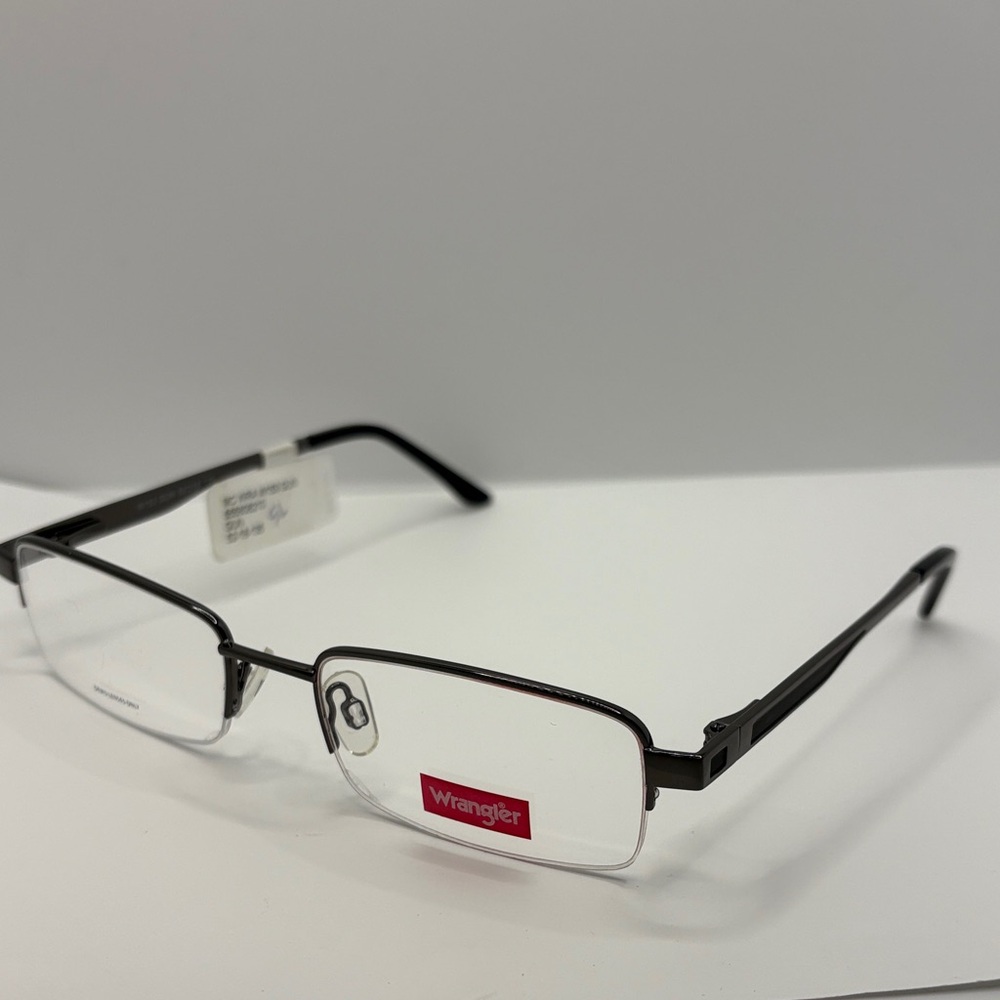 Wrangler W153 Men's Eyeglass Frames Gunmetal & Black NWT half frame demo